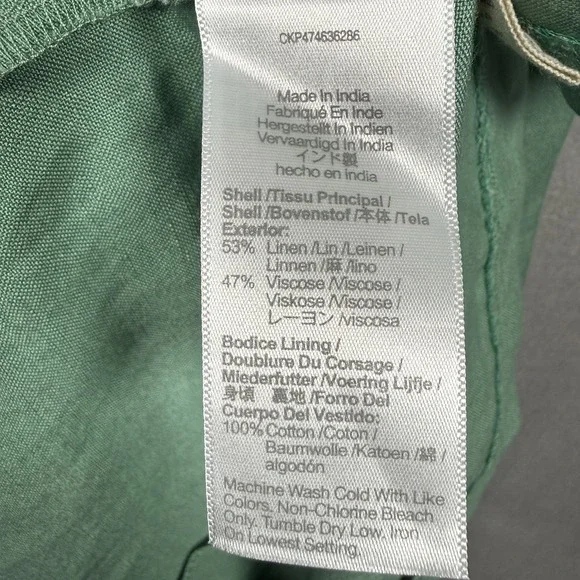 Madewell Tie-Back Midi Cami Dress Light Green Linen Blend - Picture 7 of 16